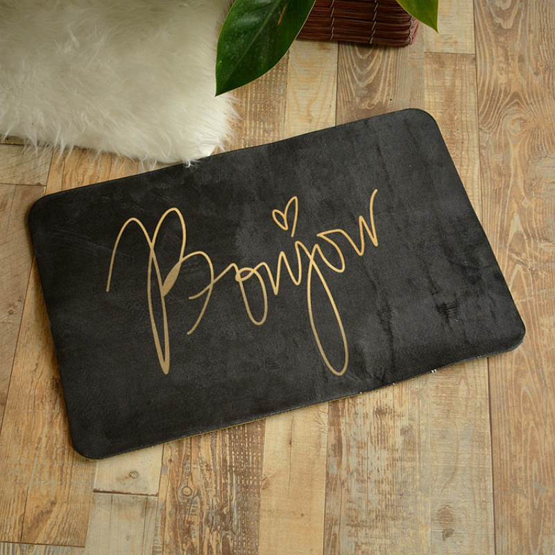 家柏饰(CORATED)金叶子卫生间吸水ins地毯卧室网红北欧进地垫客厅儿童浴室家用 黑底金字 40*60cm