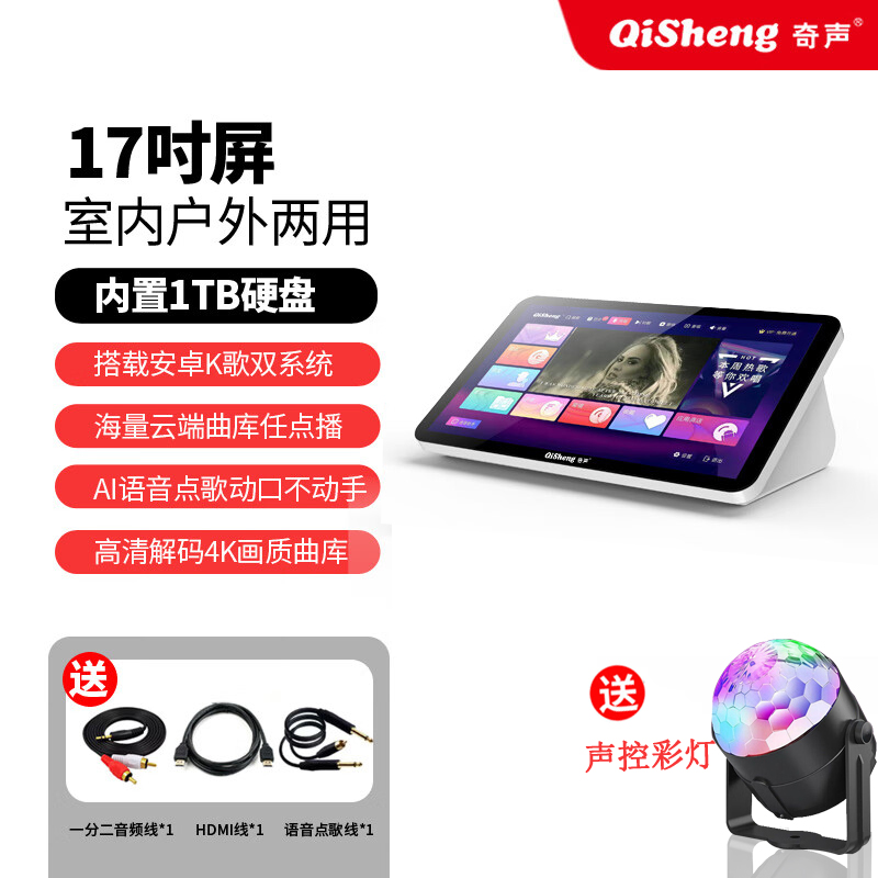 奇声专业点歌机语音点歌扫码点歌智能点歌机触摸屏点歌台家用 17英寸台式-内存2T