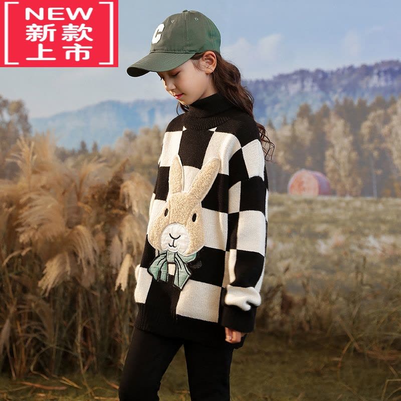 可莉允童装女童儿童毛衣长袖2022秋装新款套头韩版灯笼袖针织衫潮图片