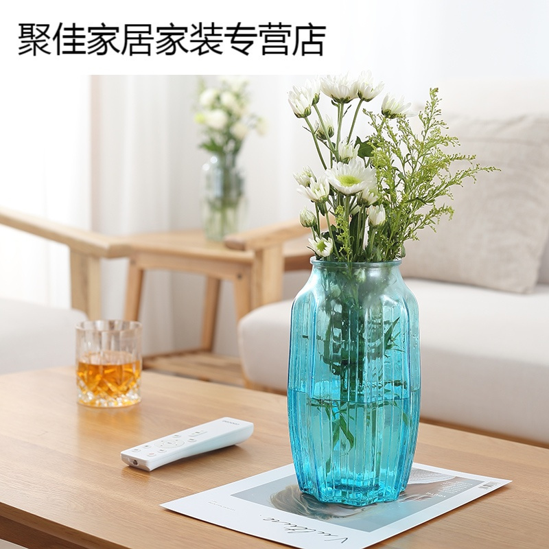 家柏饰(CORATED)欧式简约玻璃花瓶富贵竹水培容器客厅创意干花插花摆件透明大花盆高清大图