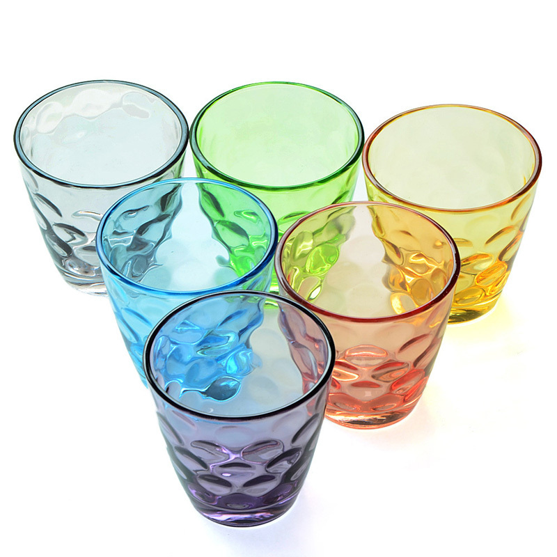 炫彩雨点杯六件套 玻璃杯礼品 广告杯