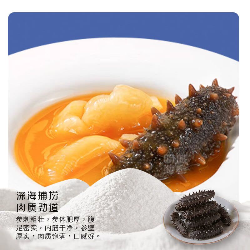 首鲜码头干海鲜礼盒海味过节送礼海参鲍鱼鱼胶干贝过节送礼礼品六六大顺六拼蓝色礼盒海参鱼翅300g图片