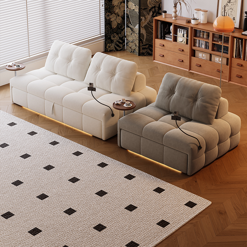 欧梵森 轻奢沙发床小户型可折叠双人小户型客厅两用多功能沙发床简约