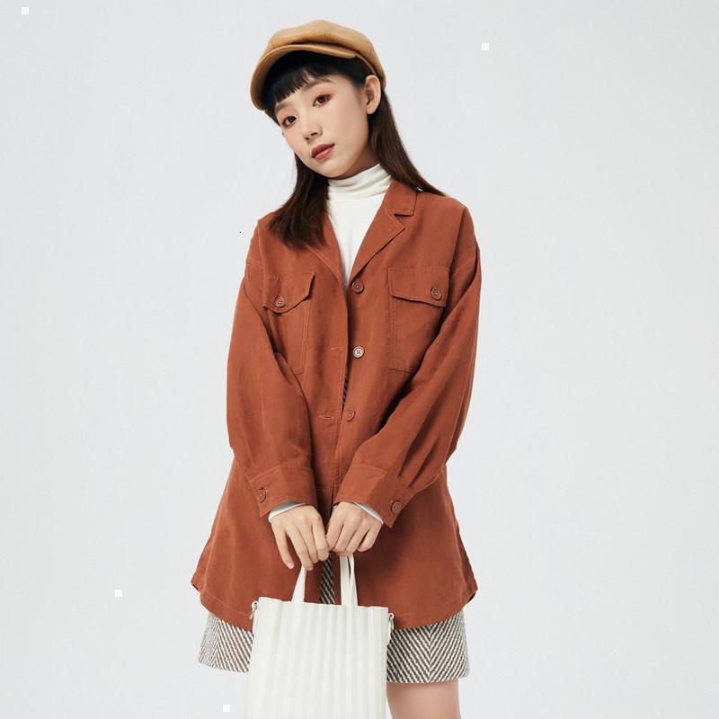 1件5折价775可叠券美特斯邦威长款外套女宽松新款秋季都市潮流风衣