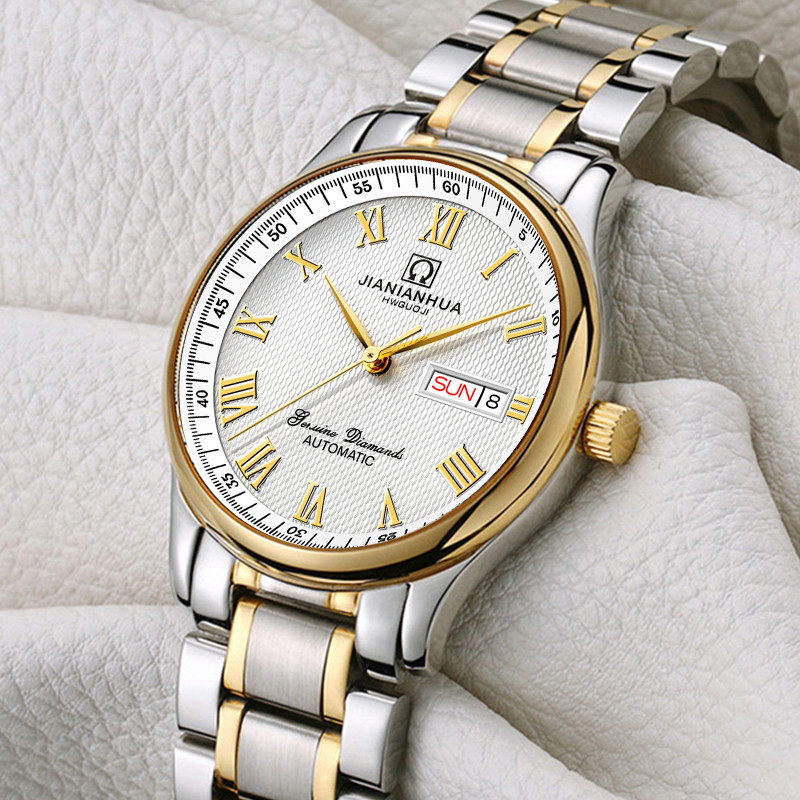 瑞士嘉年华Carnival手表 男士商务全自动机械表 男表金属精钢防水休闲时尚罗马双日历简约8666G高清大图