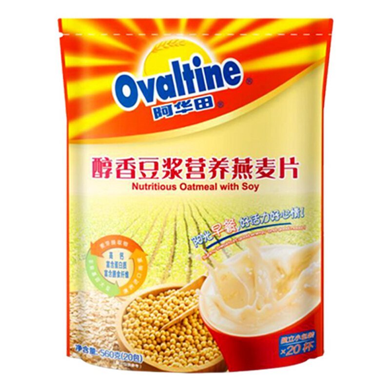 Ovaltine 阿华田 早餐麦片/谷物 醇香豆浆营养即食燕麦片560g(28g*20包) 澳洲进口燕麦