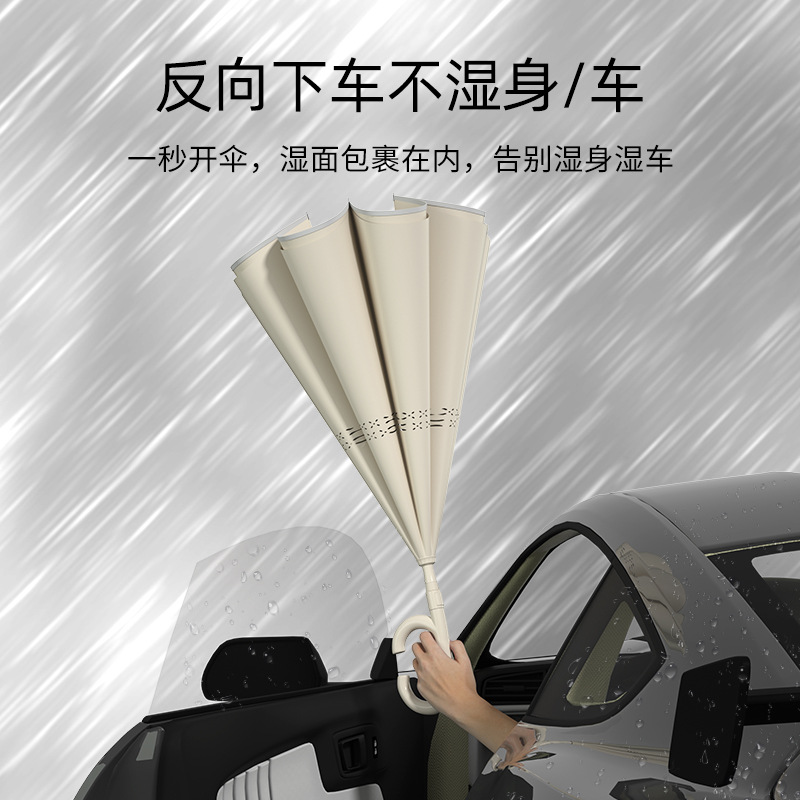 自动]玻纤反向伞架 反光]双层碰击布 C型橡胶手柄YF-L2023004