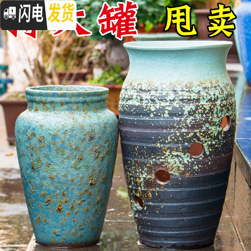 三维工匠特大高筒土陶罐多肉花盆粗陶多肉植物兰花月季陶瓷法师老桩花盆器 ZSHP1832 特大花盆容器