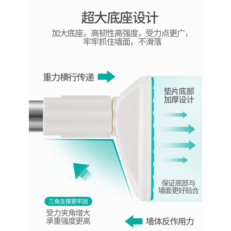 不锈钢免打孔家用伸缩晾衣杆阳台挂衣杆窗帘杆卧室衣柜撑杆晒衣架衣架 三维工匠 110-200[标准22管径]高清大图