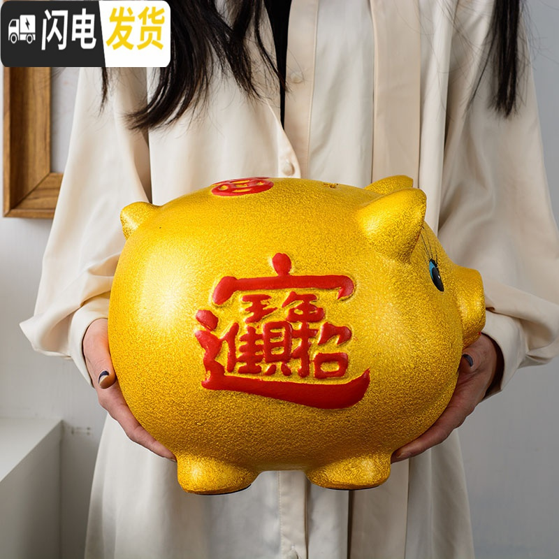 三维工匠小金猪存钱罐儿童储蓄罐大容量陶瓷储钱罐不可取大人家用只进不出 单只43CM送猪垫(可取钱款)