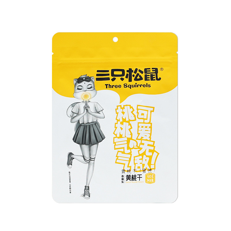 三只松鼠黄桃干水果干果脯蜜饯桃子干零食休闲小吃黄桃干60g*1袋