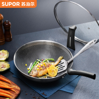 苏泊尔(SUPOR)316L不粘锅少油烟不锈钢炒锅家用煎炒锅炒菜锅具电磁炉燃气灶通用--30CM-EC30JBC01