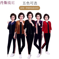 中老年女装大码金丝绒运动服套装女2018新款妈妈秋装长袖气质外套
