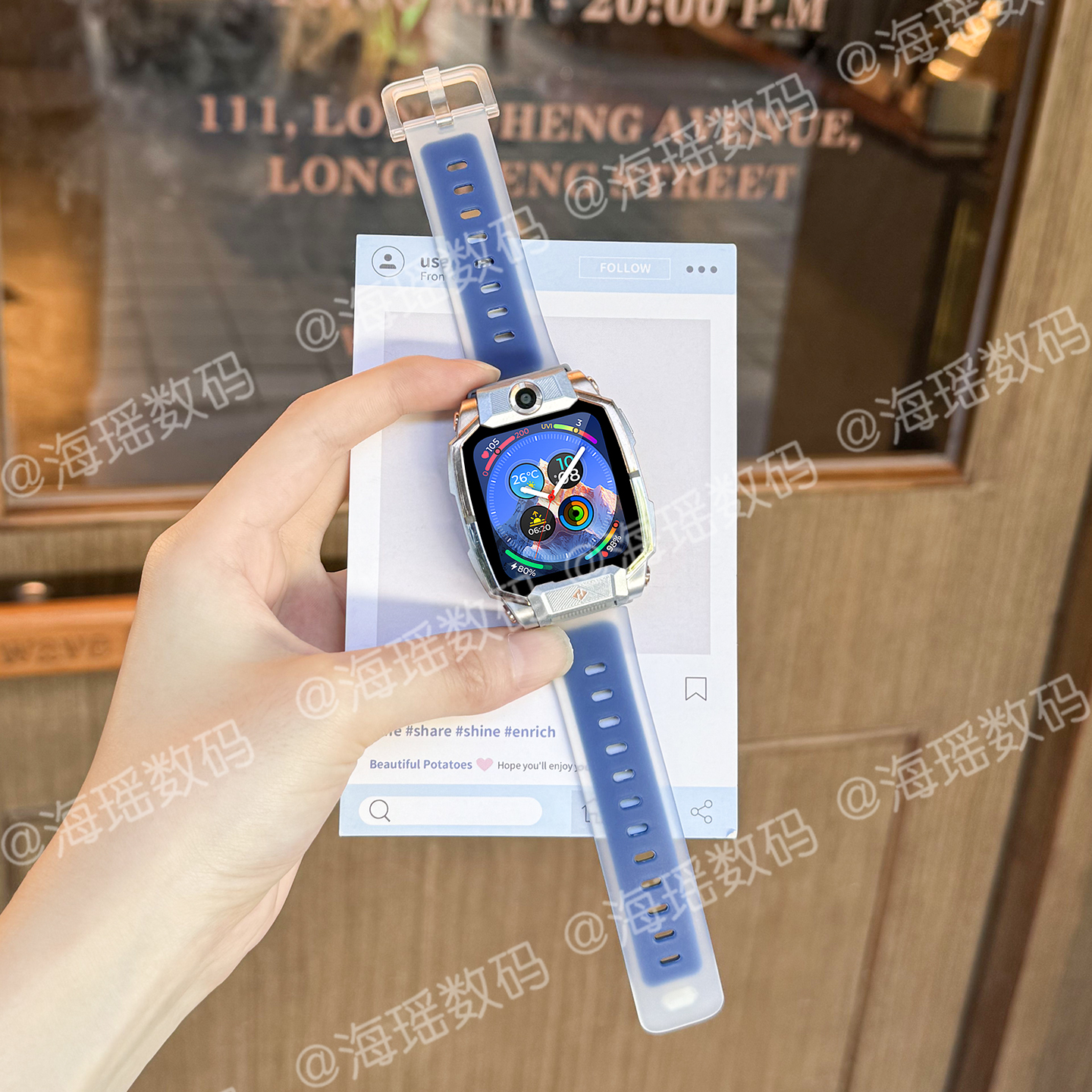 双层适用于小天才电话手表表带Z11/Z1/Z9液态硅胶z8a/z7s/z6pro/d3儿童保护套腕带配件秋冬款3139a 深蓝 8