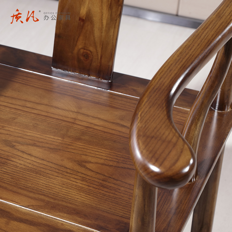 质凡实木椅子靠背椅单人椅中式茶椅官帽椅高清大图