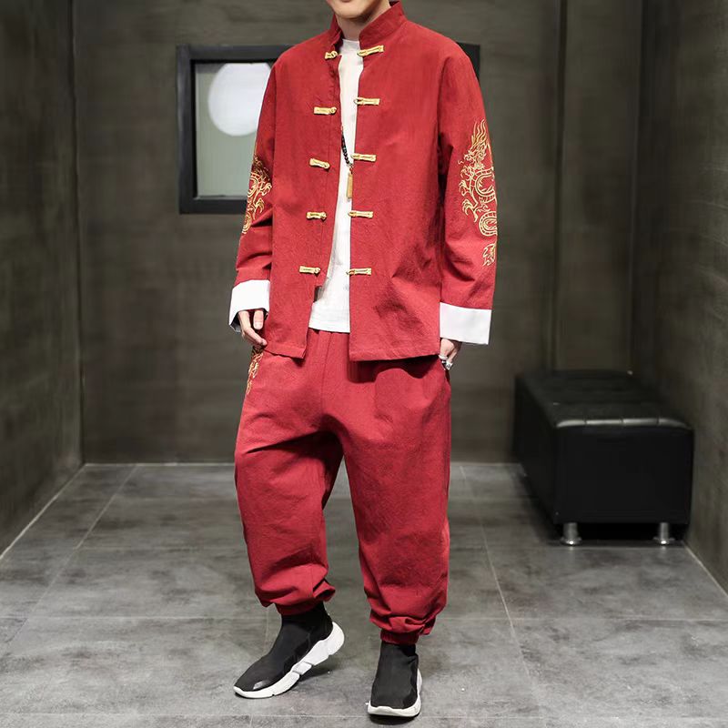 惠铁工装舞蹈服演出服唐装 刺绣 套高清大图