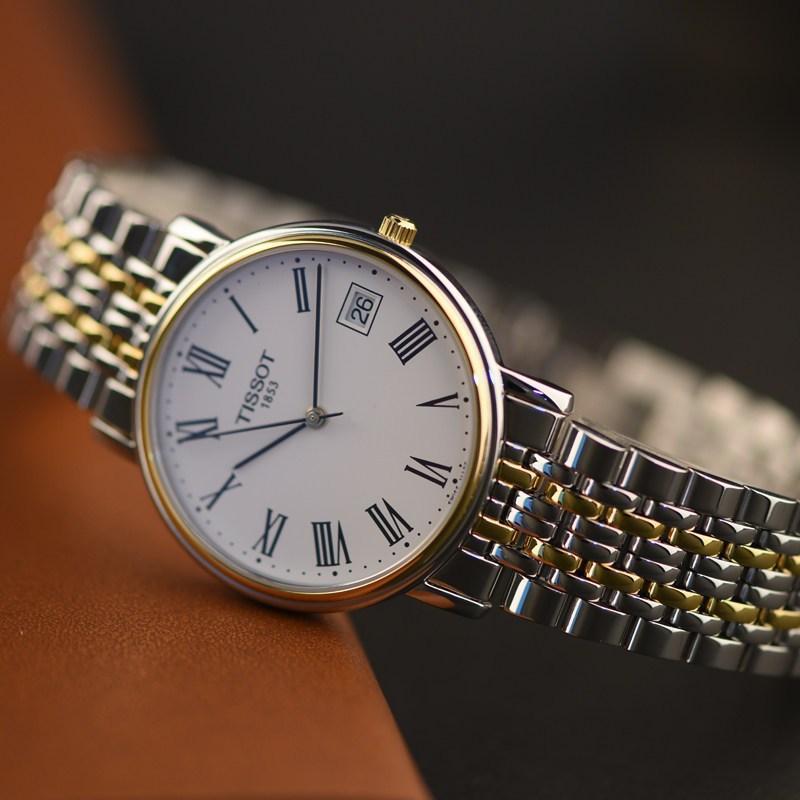 天梭(TISSOT) 瑞士品牌心意系列间金钢带石英男表T52.2.481.13 手表石英表男适用男士
