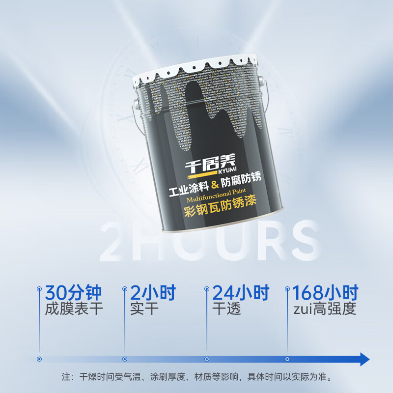 千居美 彩钢瓦翻新防锈漆 金属漆钢结构防腐户外工业油漆涂料3KG 海蓝