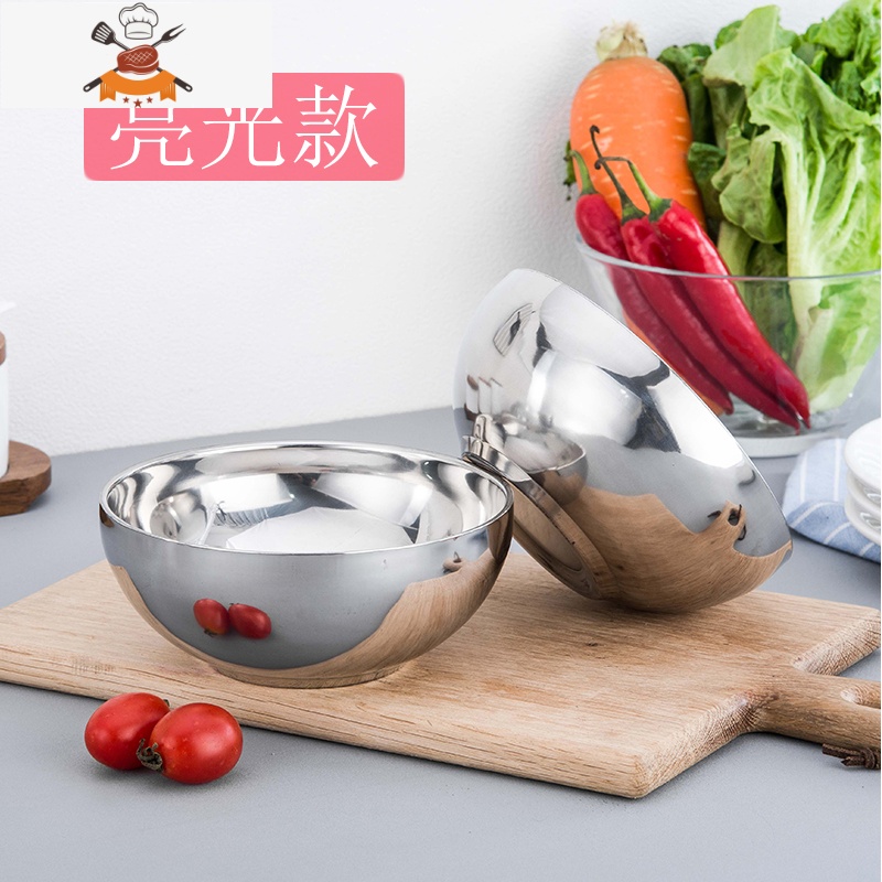 敬平不锈钢碗隔热防烫泡面碗汤碗双层儿童家用不锈钢饭碗食堂汤盆刻字高清大图
