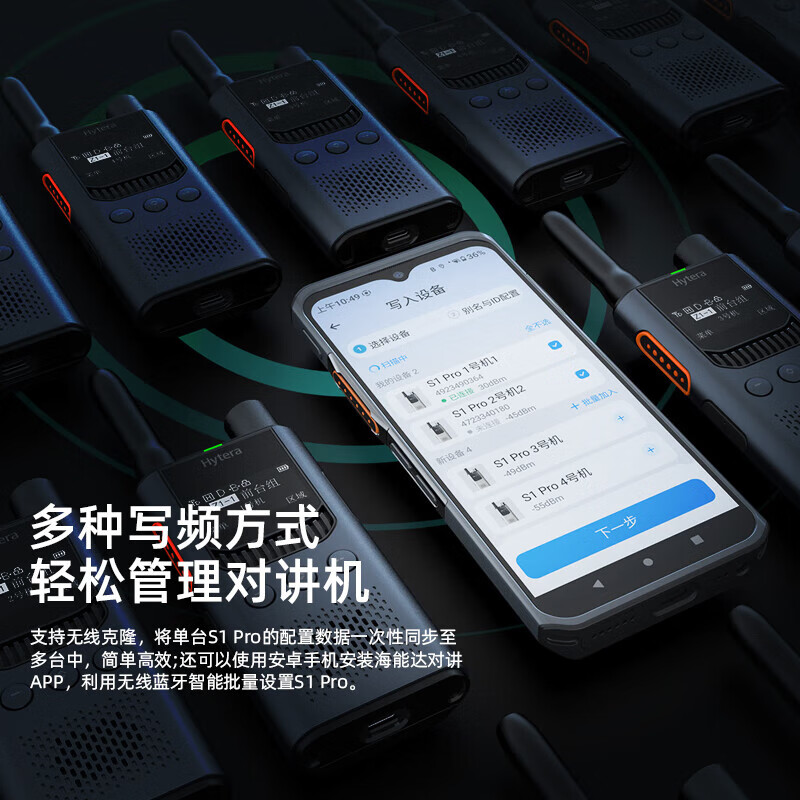 海能达(Hytera)S1 Pro数字对讲机 AI降噪 蓝牙调频 商业远距离大功率HYT-S35金属灰高清大图