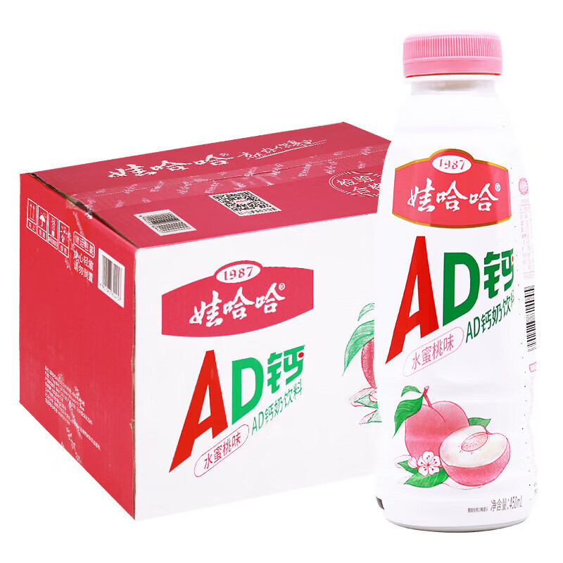 娃哈哈ad钙奶饮料(水蜜桃味)450m/瓶