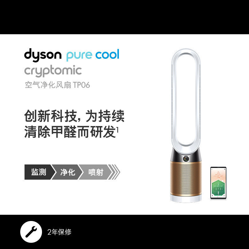[预售]戴森(Dyson)TP06 空气净化风扇 净化甲醛 整屋循环 智能连接 白金色 无叶净化风扇