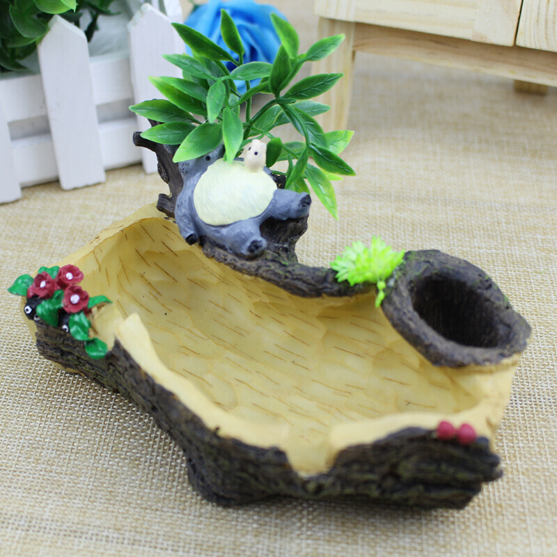 可爱龙猫烟灰缸带水个性客厅办公室家居摆件潮流多肉种植盆