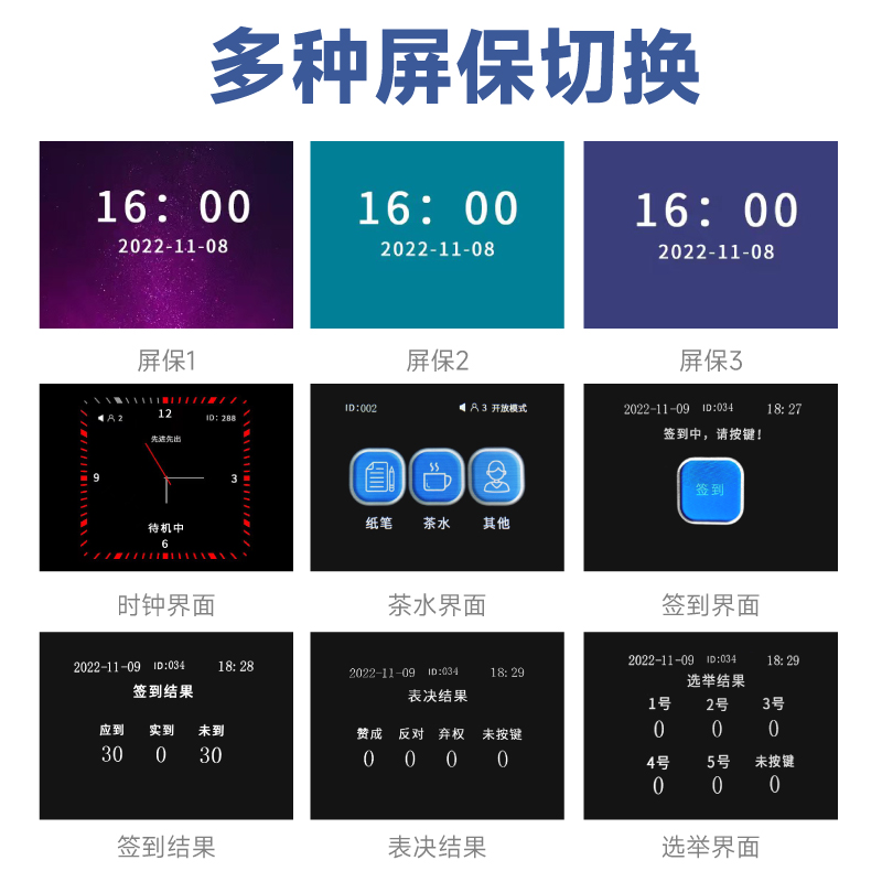 惠度(HuiDu)QH-8808专业有线手拉手麦克风会议话筒阵列大屏视频跟踪系统智能数字视频会议有线麦克风会议主机高清大图
