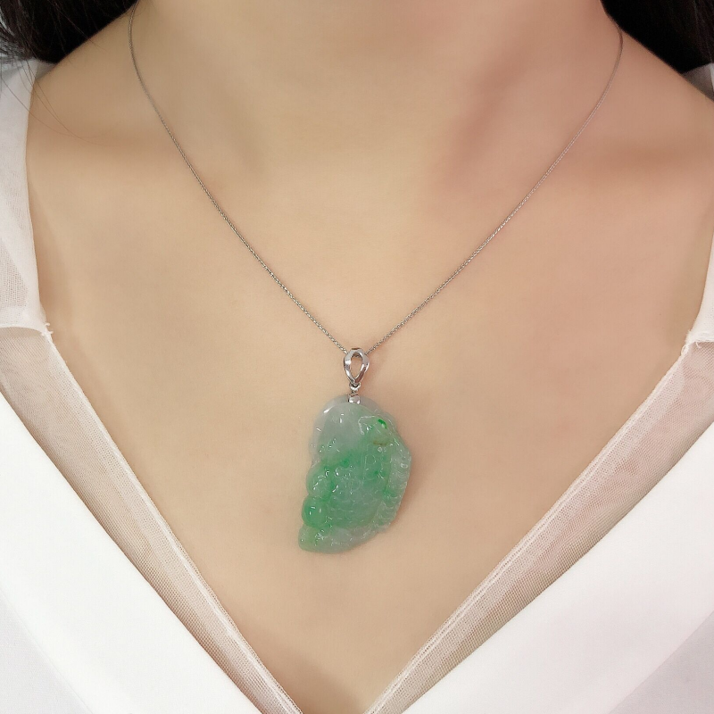 缘源珠宝天然翡翠金蝉吊坠细糯种18k金镶嵌翡翠吊坠男女挂件送长辈送