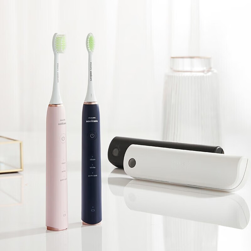 飞利浦(PHILIPS)电动牙刷成人智能声波震动牙刷情侣款 生日礼物送礼 3种模式含杀菌旅行盒HX2461/06鸢尾蓝