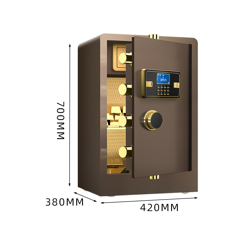 臻远ZY-NW-BXGS-41全钢实心保险柜办公防盗保险箱 高70cm咖色电子款高清大图