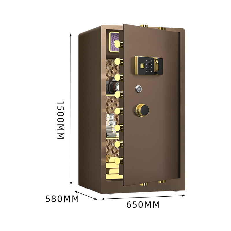 臻远ZY-NW-BXGS-68全钢实心保险柜办公防盗保险箱 高150cm咖色指纹款