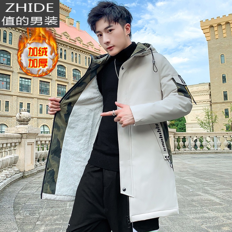 SUNTEK外套男2020新款秋冬季加绒加厚外衣服韩版潮流中长款风衣男士夹克风衣高清大图