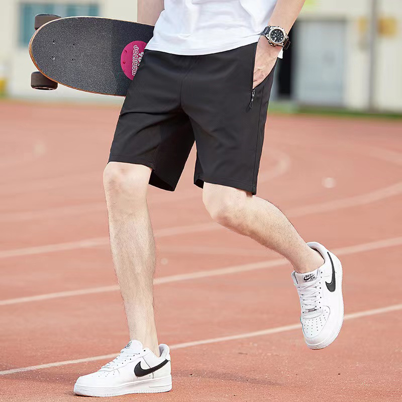 夏季冰丝短裤男款运动速干休闲外穿宽松五分裤直筒沙滩中裤沙丞