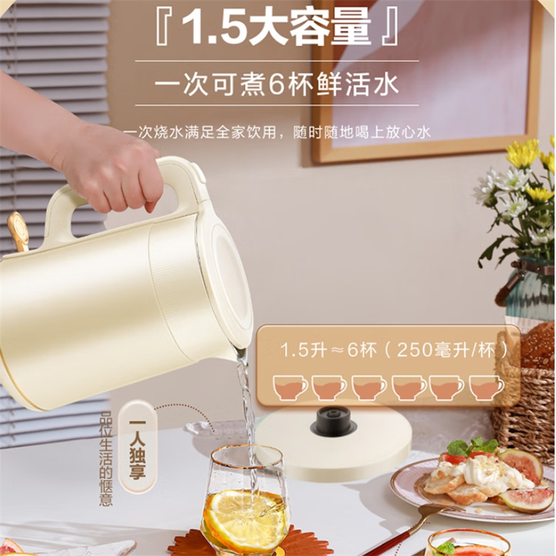 荣事达(Royalstar) RS-KT15H电热水壶 1.5L大容量大功率快速煮水泡茶304不锈钢内胆高清大图
