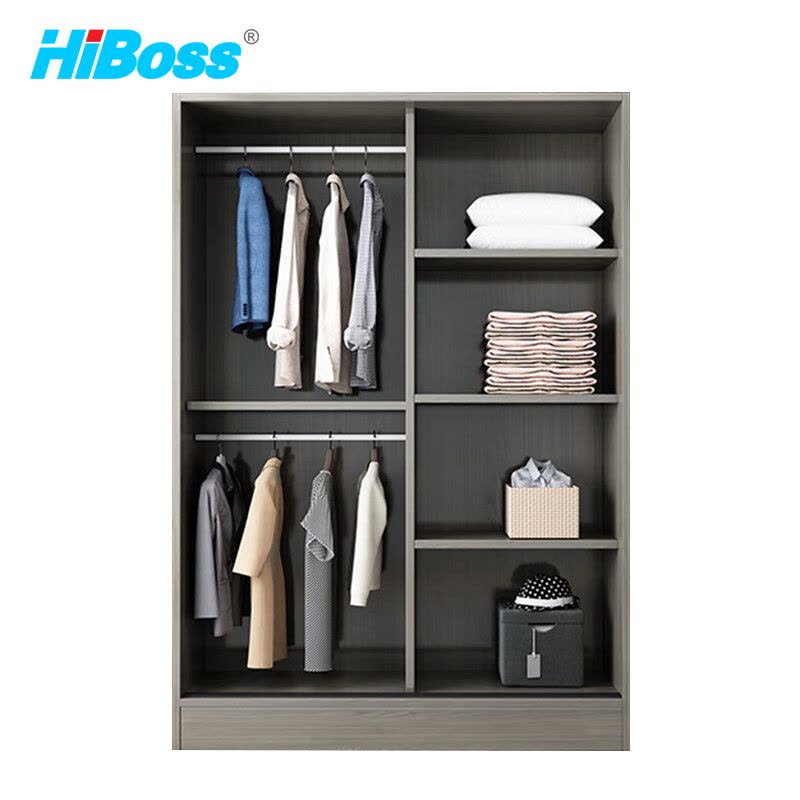 HiBoss 现代小户型主卧衣橱家用储物柜推拉门衣柜 1米主柜图片