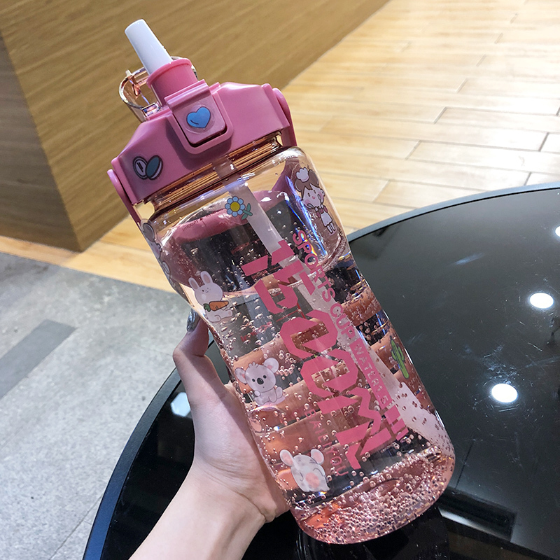 夏季大容量运动水杯吸管杯大人水壶户外便携防摔健身塑料杯子女