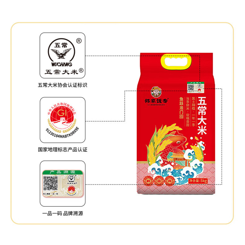 邻家饭香大米颗粒饱满鱼跃龙门款五常大米10斤YF129高清大图