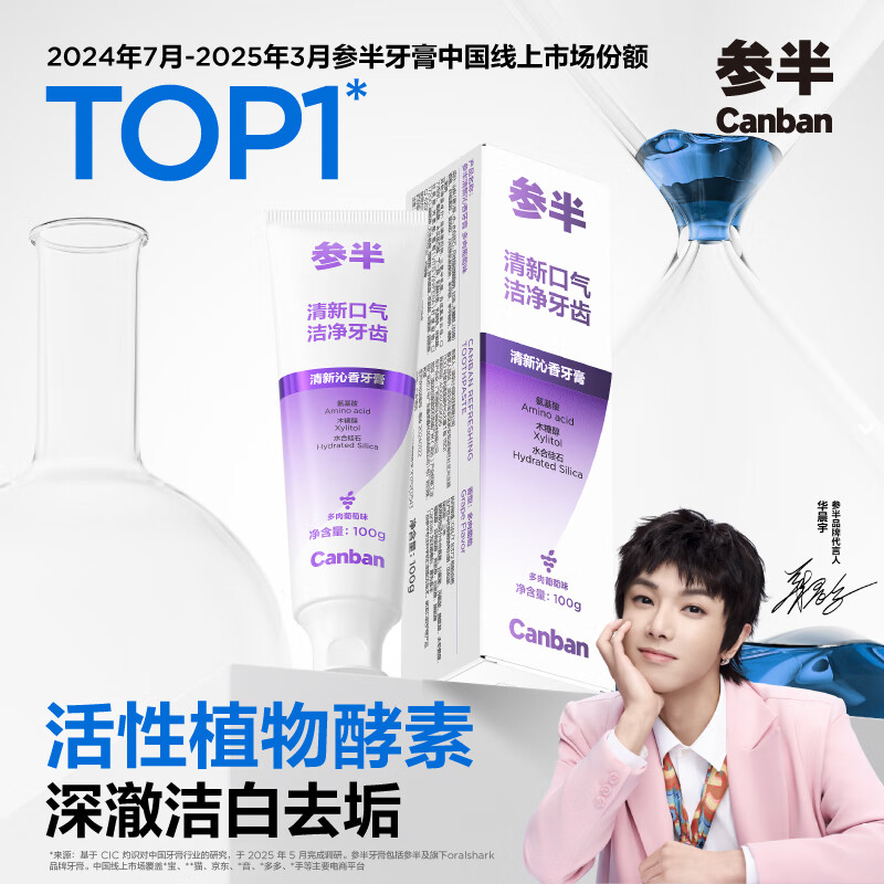 参半 净澈皓齿牙膏120g冰暴薄荷高清大图