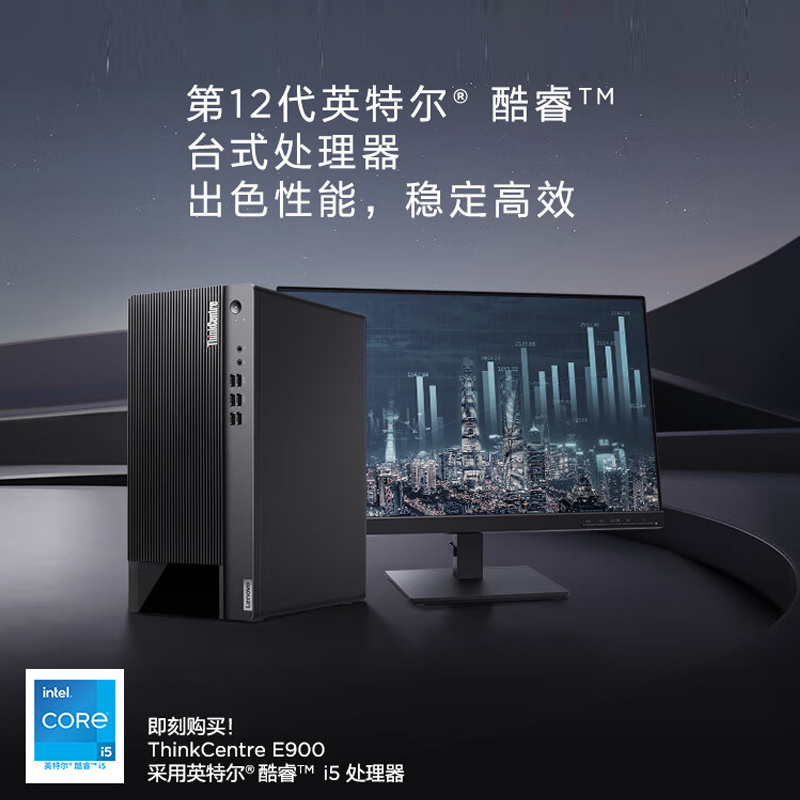 联想Thinkcentre E900 台式机电脑 I5-12400 8G 1T固态 21.5英寸 定制 商务办公学习网课设计制图编程游戏台式主机 联想Think自营旗舰