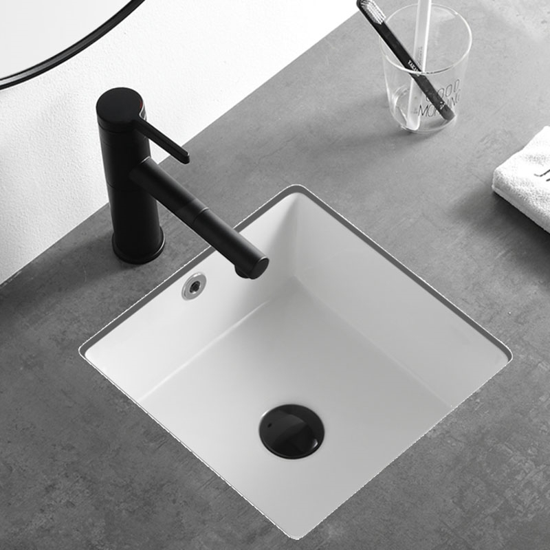 闪电客正方形台下盆400宽35厘米洗手盆单盆平底嵌入式卫生间陶瓷洗脸