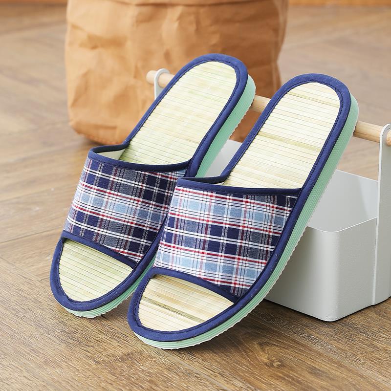 夏季新款竹底拖鞋女居家用室内情侣凉鞋男厚底防滑eva底拖鞋批发蓝红