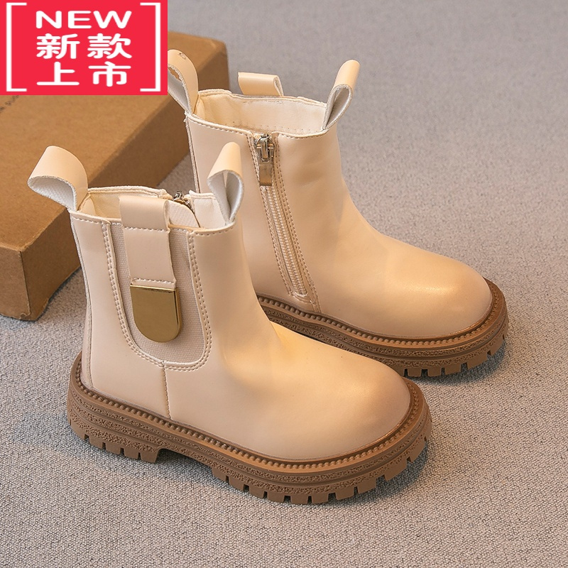 可莉允儿童马丁靴加绒二棉2022秋冬款男童鞋子女童靴子短靴炸街单靴大童