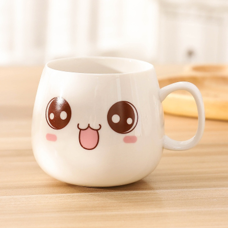(单杯萌萌哒) 创意个性杯子陶瓷马克杯带盖勺少女情侣喝水杯家用咖啡杯可爱茶杯