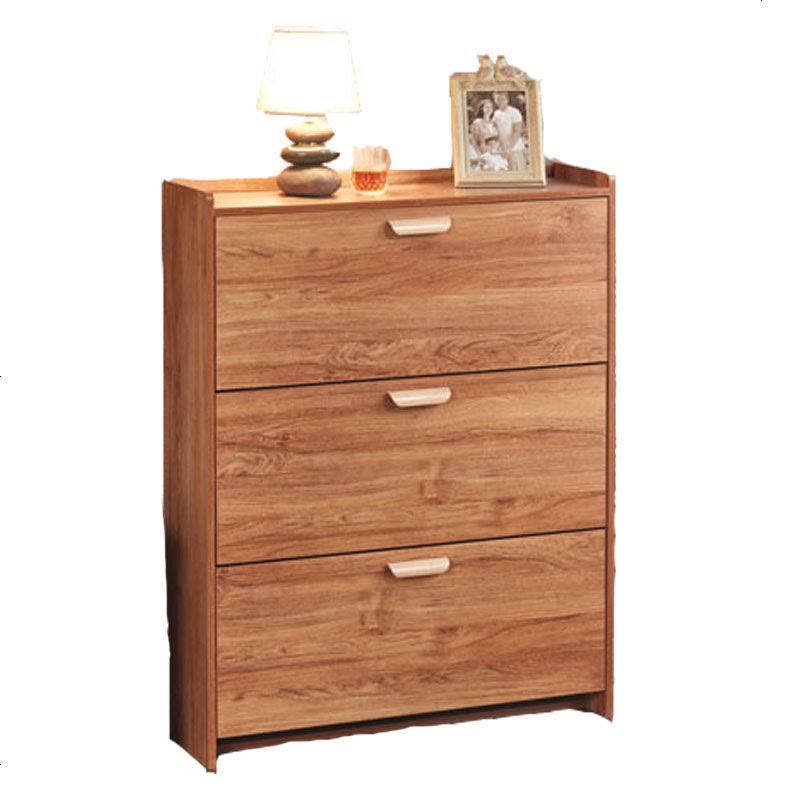 鞋柜简易鞋柜进鞋架免收纳家用鞋柜厅柜鞋柜简易实木色漆鞋柜 双层50宽24厚107高 木纹白色图片