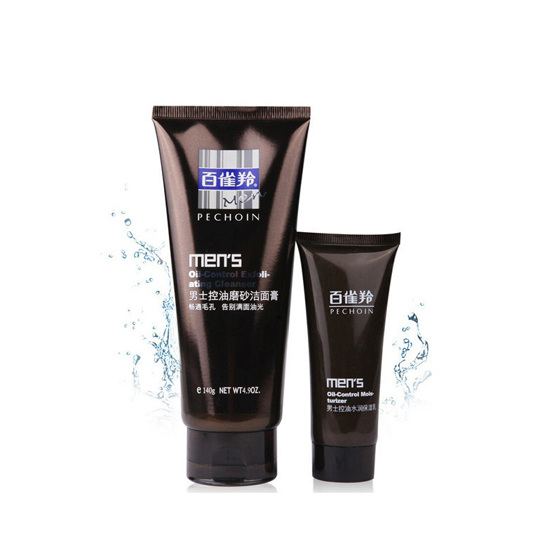 百雀羚男士控油磨砂洁面膏140g+保湿乳40g