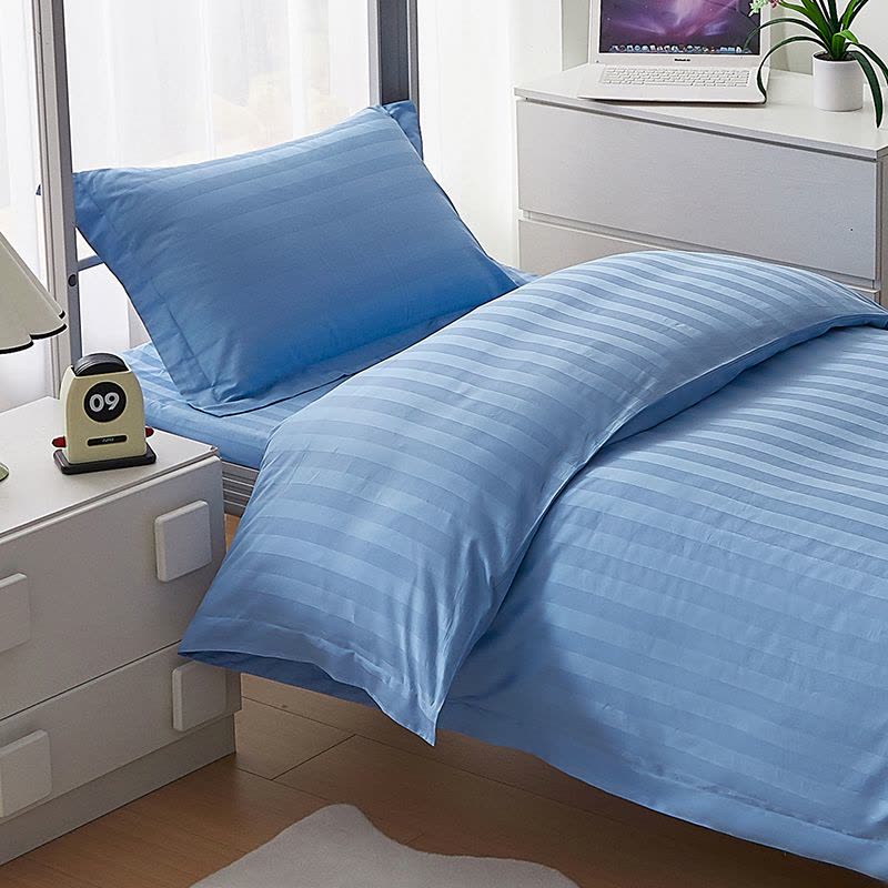 东纺拾光DF2009-02 酒店公寓系列纯棉床上三件套150*200cm 蓝色缎条(单位:套)图片