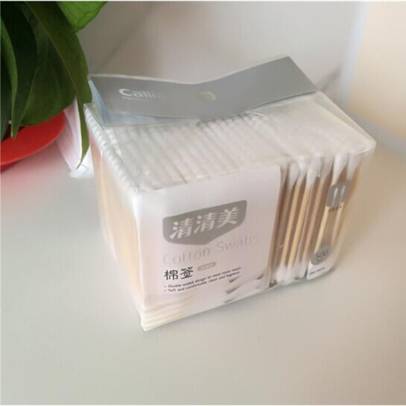 清清美 QM6078 掏耳化妆口红卸妆用棉花棒双头竹棒一次性棉棒 竹棒棉签500支(袋)