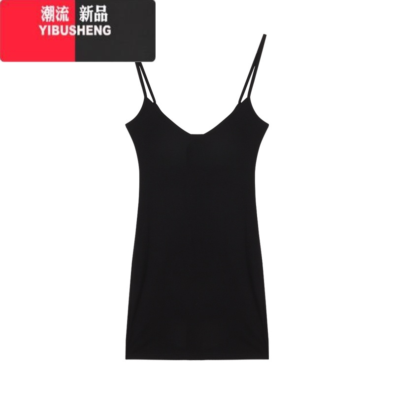 YIBUSHENG黑色透视性感蕾丝吊带连衣裙女季收腰紧身晚礼服裙子纯欲风长裙