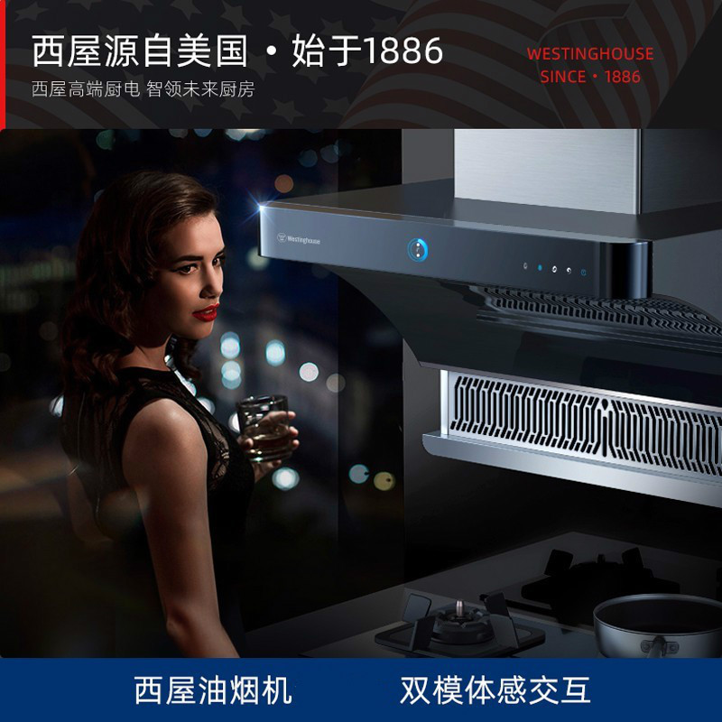 西屋Westinghouse油烟机顶侧双吸式下潜式可升降22立方大风量触控